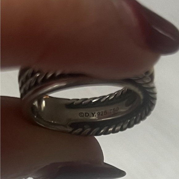 David Yurman Sterling Silver and 18K Gold X Crossover Band Ring, Size 5 - Picture 6 of 6
